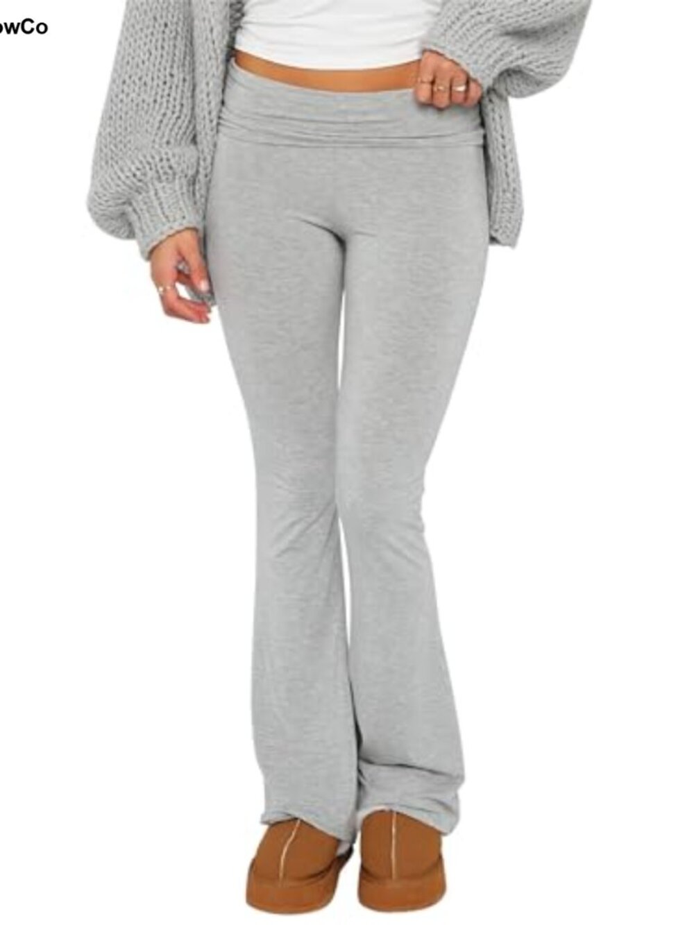 Women Flare Skinny Leggings Fold Over Pants Bootcut Bell Bottom Yoga Pants